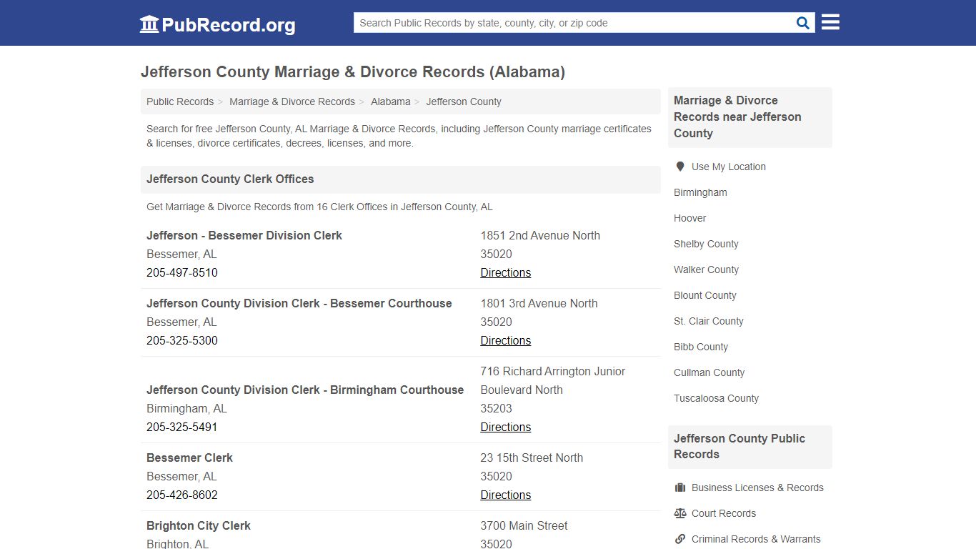 Jefferson County Marriage & Divorce Records (Alabama)